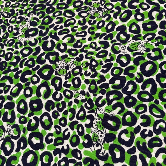 EUC Lilly Pulitzer Cassie top Thrill of the Chaise navy green leopard Med Small - Picture 4 of 4